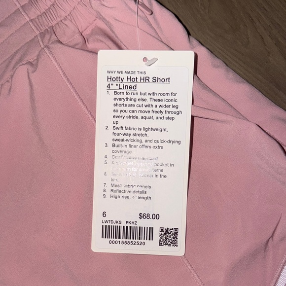 NWT 🐆💕 hottie hot 4 in Lululemon athletica Light Pink Women's Athletic Shorts - Picture 2 of 5